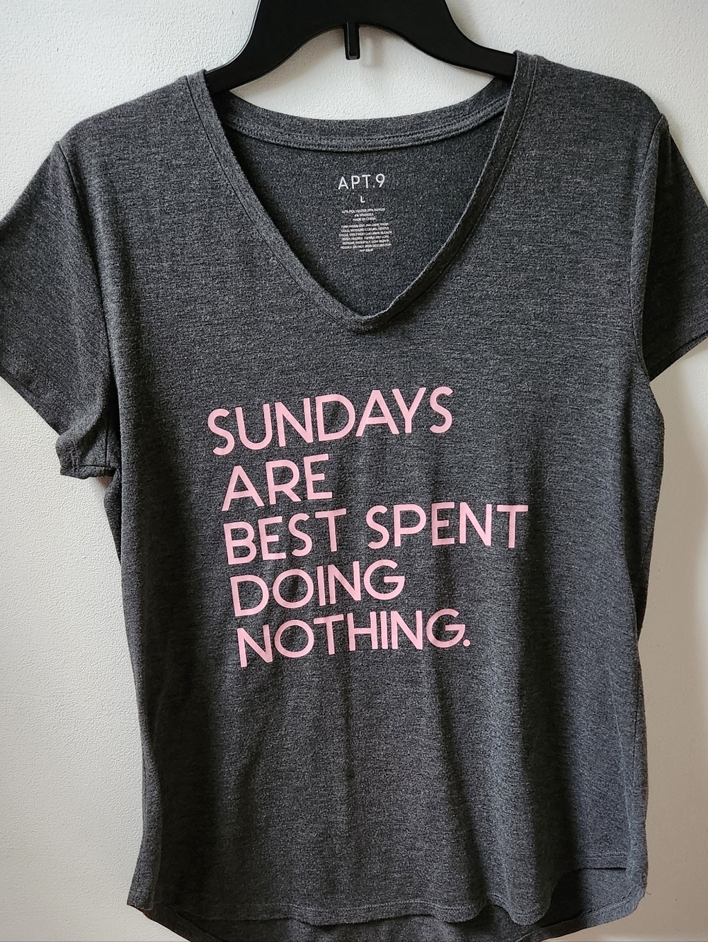 Apt. 9 Charcoal Gray Graphic Tee with White Logo